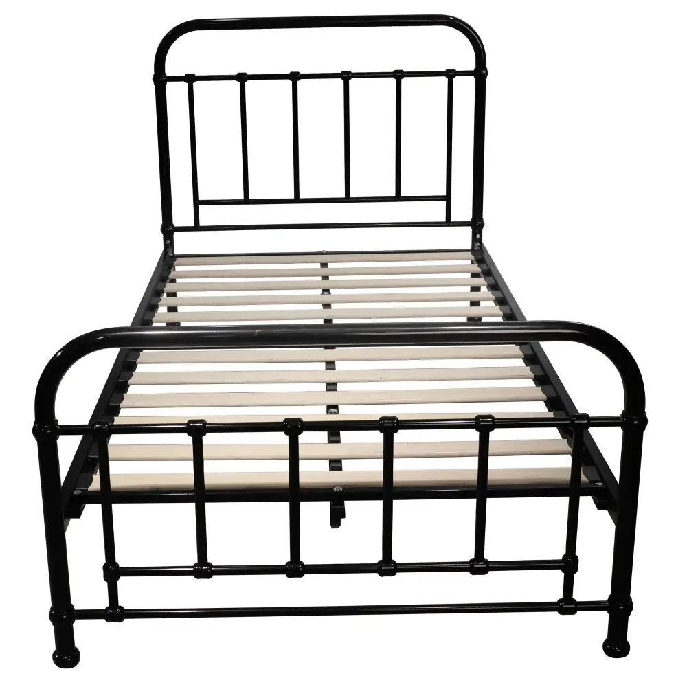 Metallica King Single Bed Size Metal Frame Platform Mattress Base - Black - Furniture > Bedroom