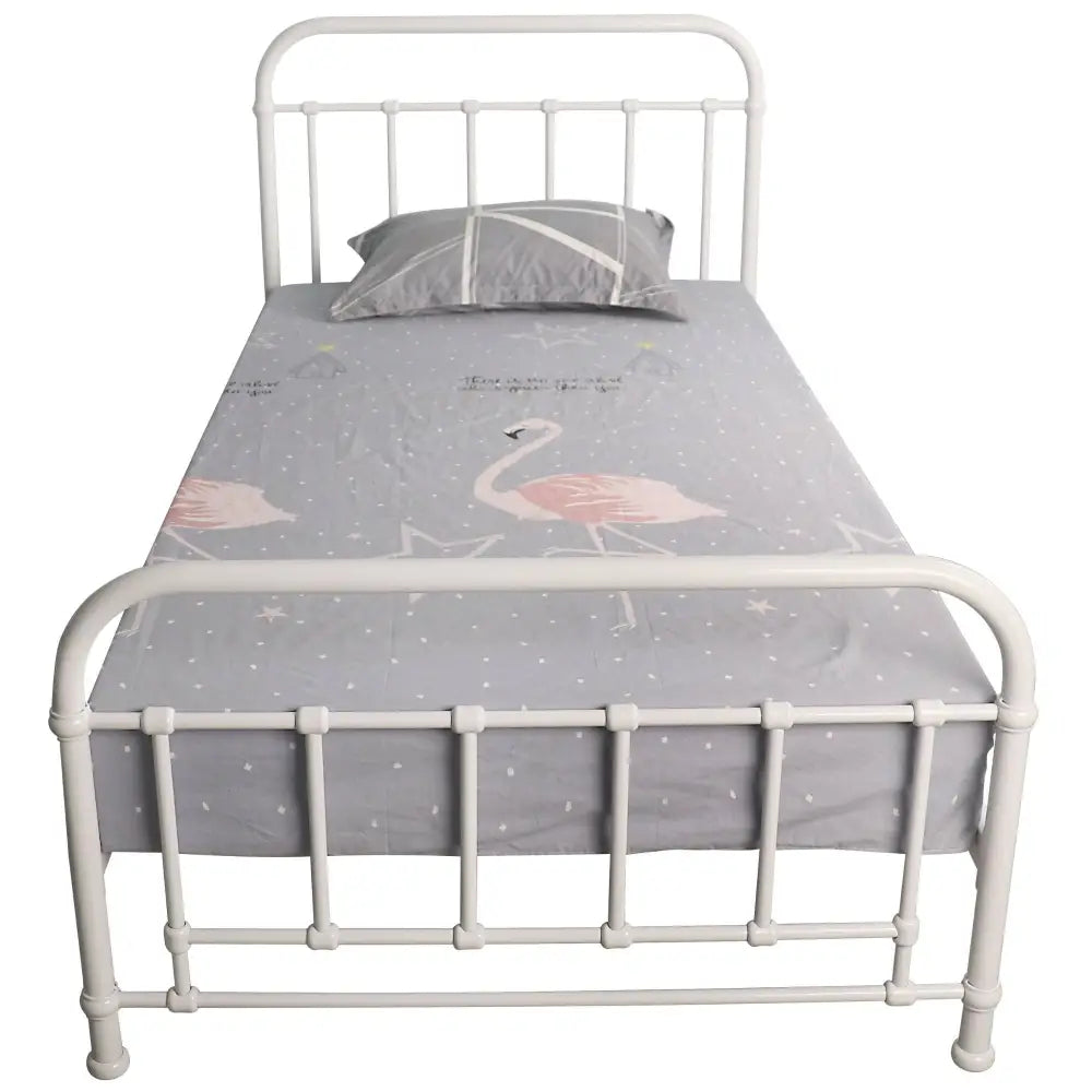 Metallica King Single Bed Size Metal Frame Platform Mattress Base - White - Furniture > Bedroom
