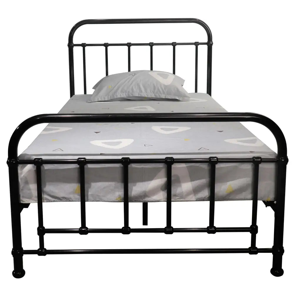 Metallica King Single Bed Size Metal Frame Platform Mattress Base - Black - Furniture > Bedroom
