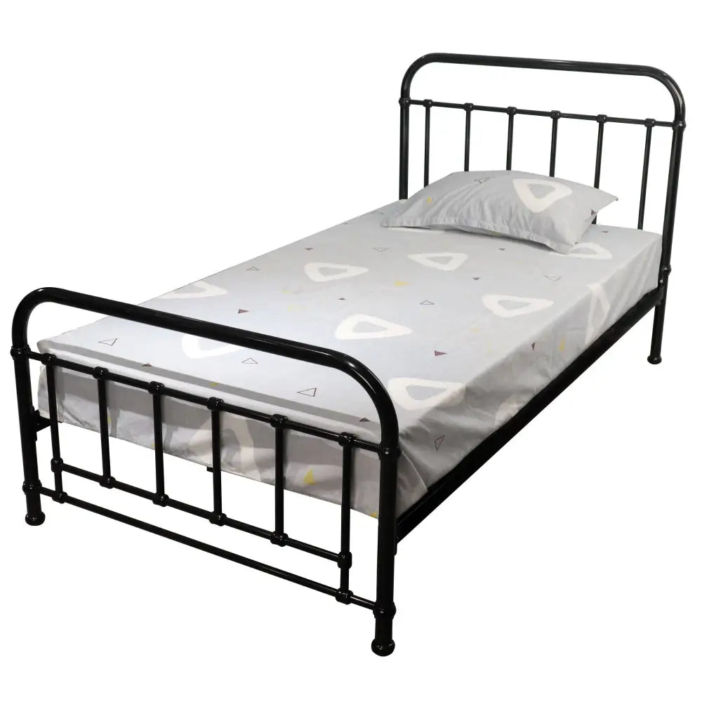 Metallica King Single Bed Size Metal Frame Platform Mattress Base - Black - Furniture > Bedroom