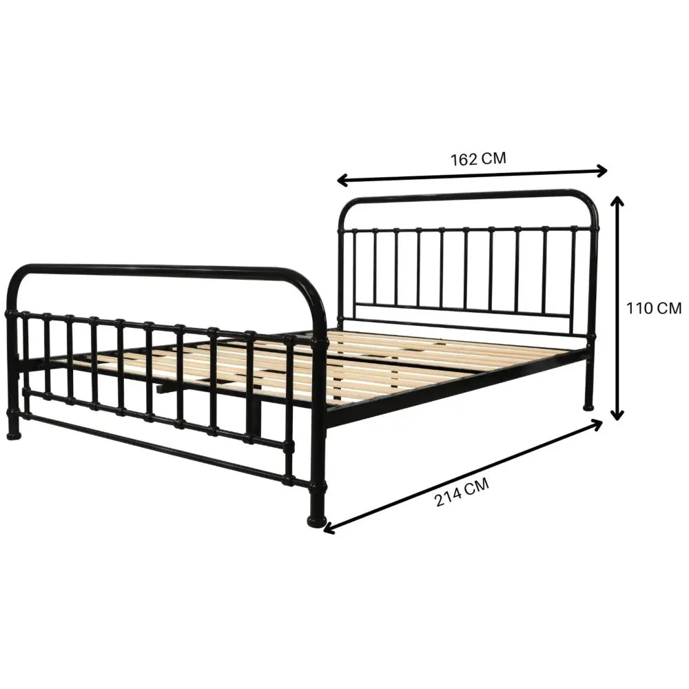 Metallica Queen Bed Size Metal Frame Platform Mattress Base - Black - Furniture > Bedroom