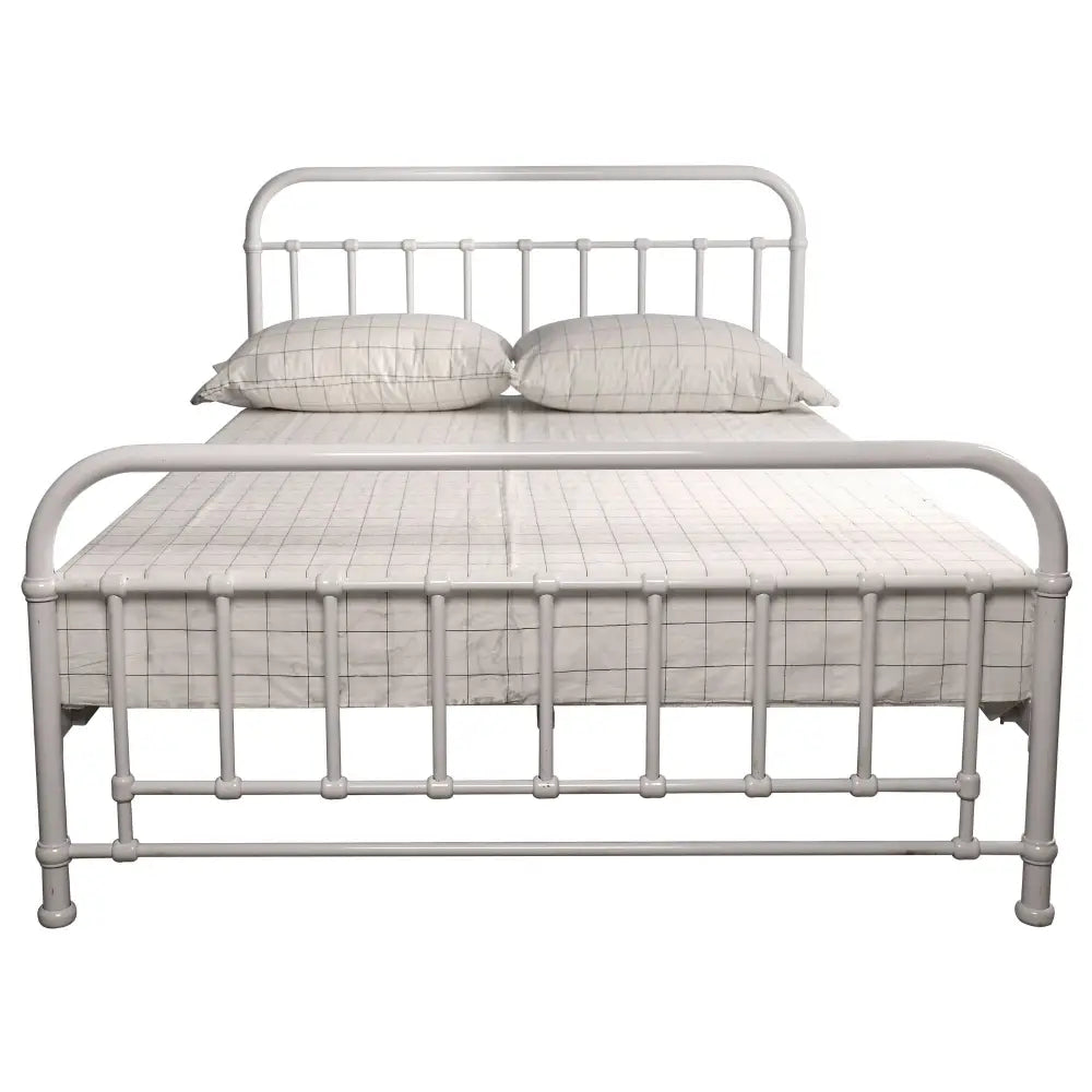 Metallica Queen Bed Size Metal Frame Platform Mattress Base - White - Furniture > Bedroom