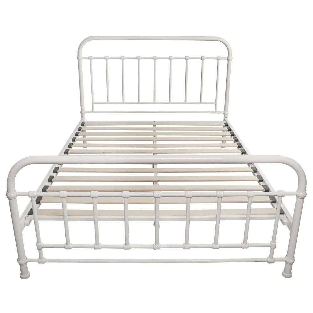 Metallica Queen Bed Size Metal Frame Platform Mattress Base - White - Furniture > Bedroom