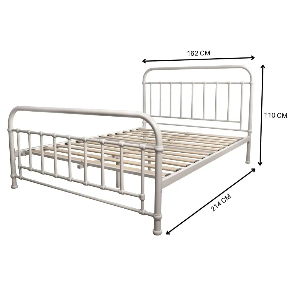 Metallica Queen Bed Size Metal Frame Platform Mattress Base - White - Furniture > Bedroom