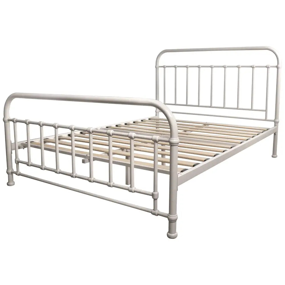 Metallica Queen Bed Size Metal Frame Platform Mattress Base - White - Furniture > Bedroom