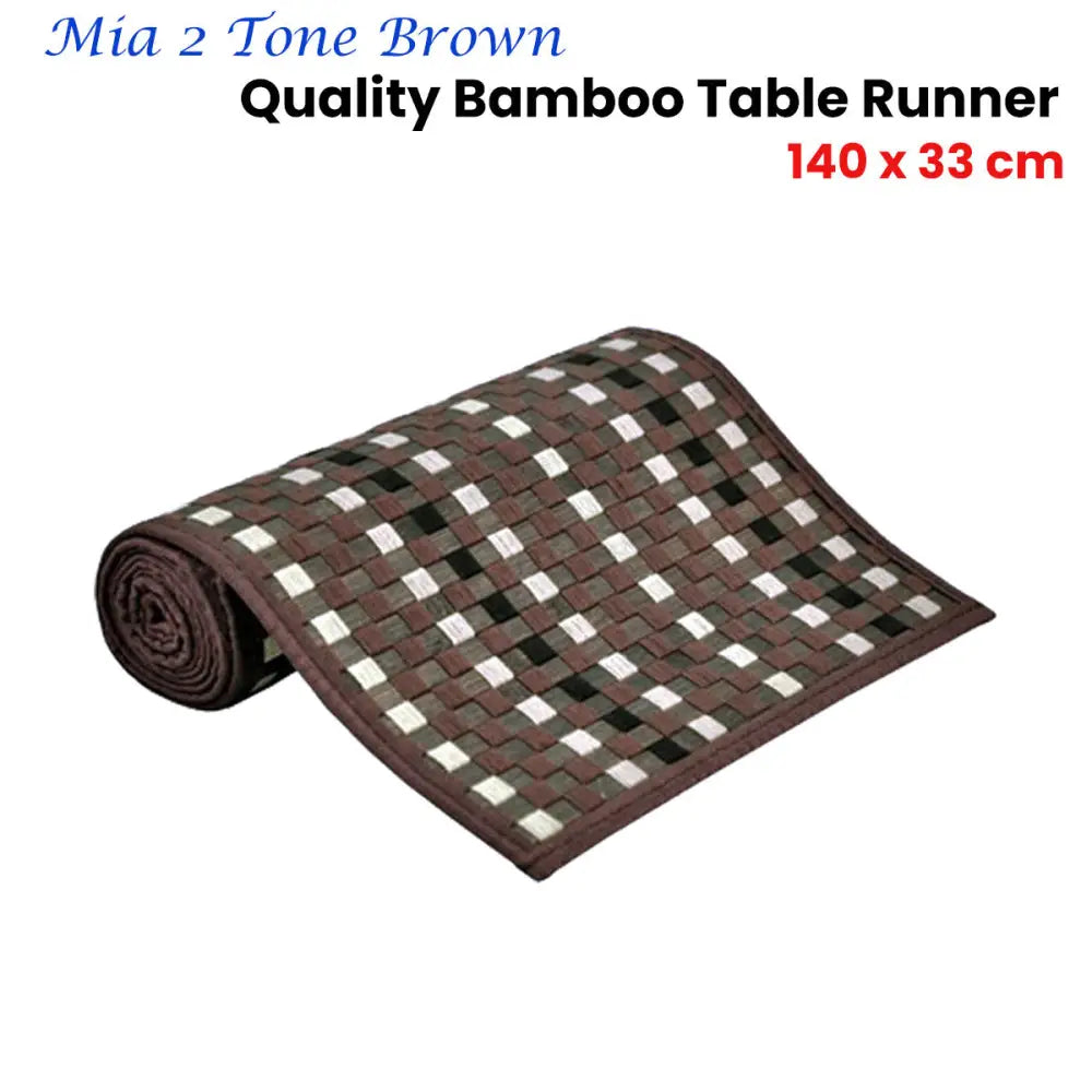 Mia 2 Tone Brown Bamboo Table Runner 140 x 33cm - Home & Garden > Kitchenware