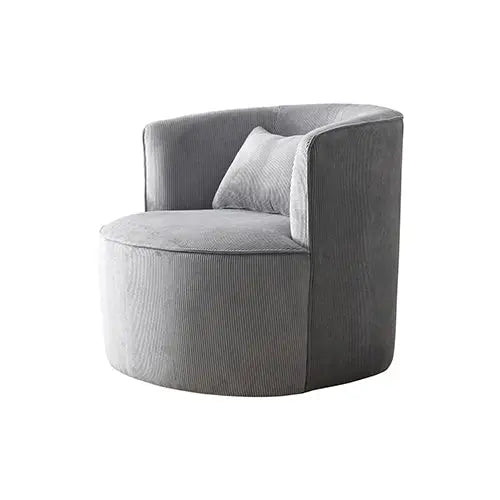 Miami Arm Chair Grey Fabric Upholstery Stripe Design Wooden Structure Rotating Metal Chassis - Furniture > Dining