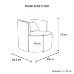 Miami Arm Chair Grey Fabric Upholstery Stripe Design Wooden Structure Rotating Metal Chassis - Furniture > Dining