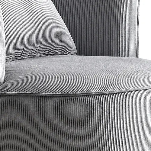 Miami Arm Chair Grey Fabric Upholstery Stripe Design Wooden Structure Rotating Metal Chassis - Furniture > Dining