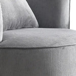 Miami Arm Chair Grey Fabric Upholstery Stripe Design Wooden Structure Rotating Metal Chassis - Furniture > Dining