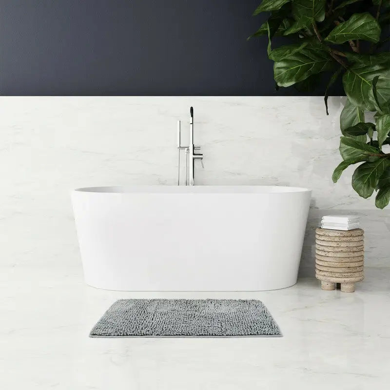 Microfiber Shower & Bathroom Bath Mat Non Slip Soft Pile Design (Beige) - Home & Garden > Bathroom Accessories