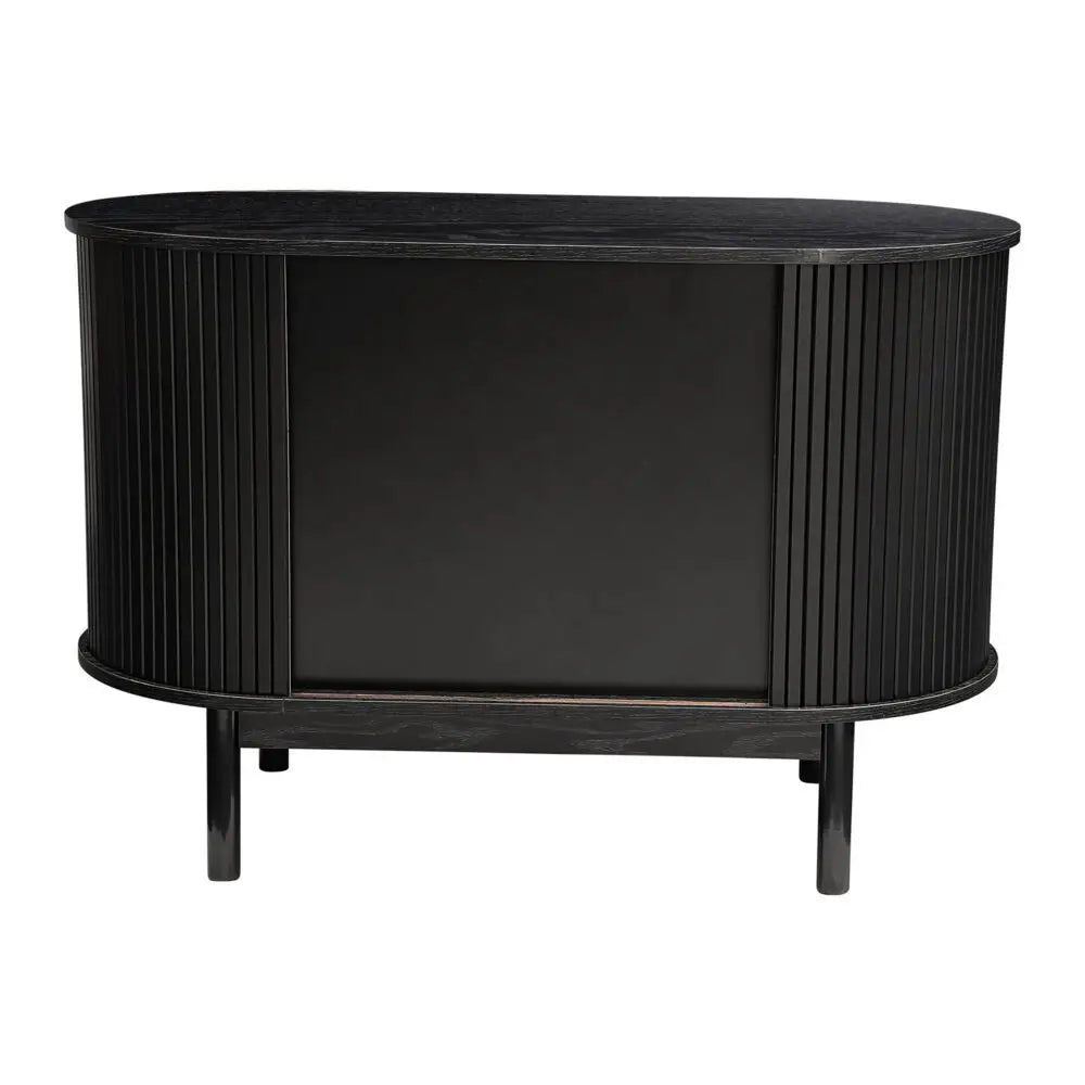 Mid-Century Black Ribbed Sideboard - Furniture > Dining