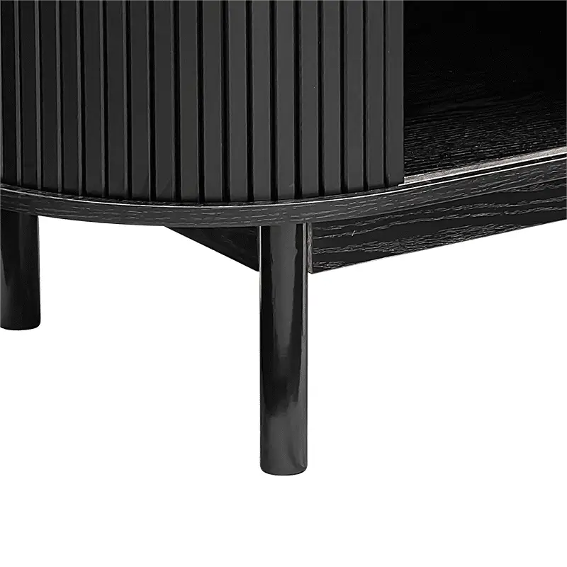 Mid-Century Black Ribbed Sideboard - Furniture > Dining