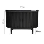 Mid-Century Black Ribbed Sideboard - Furniture > Dining