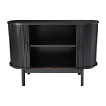 Mid-Century Black Ribbed Sideboard - Furniture > Dining