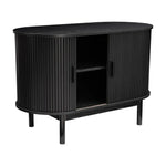 Mid-Century Black Ribbed Sideboard - Furniture > Dining