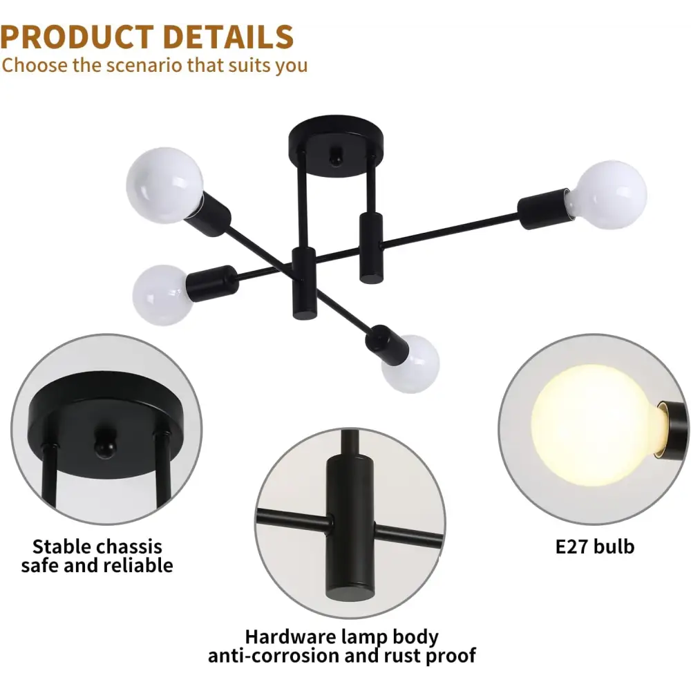 Mid Century Chandelier Modern 4-Light - Home & Garden > Lighting > Night Lights & Ambient Lighting