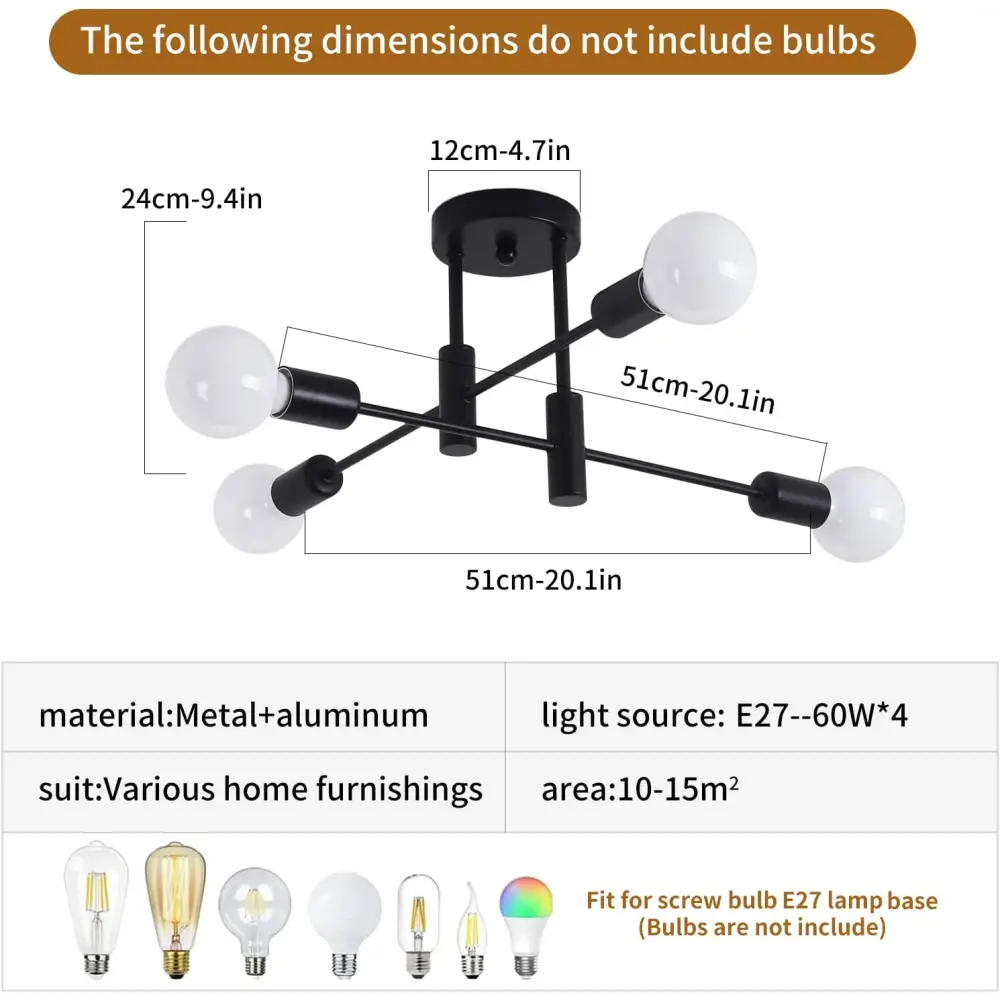 Mid Century Chandelier Modern 4-Light - Home & Garden > Lighting > Night Lights & Ambient Lighting