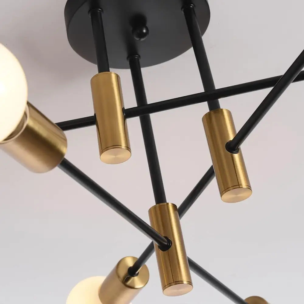Mid Century Chandelier Modern 6-Light Black & Gold - Home & Garden > Lighting