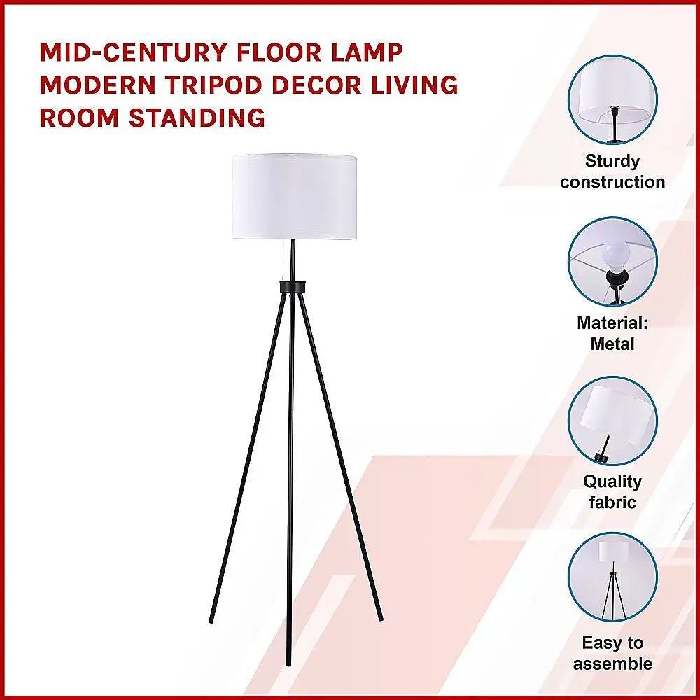 Mid-Century Floor Lamp Modern Tripod Decor Living Room Standing - Home & Garden > Lighting