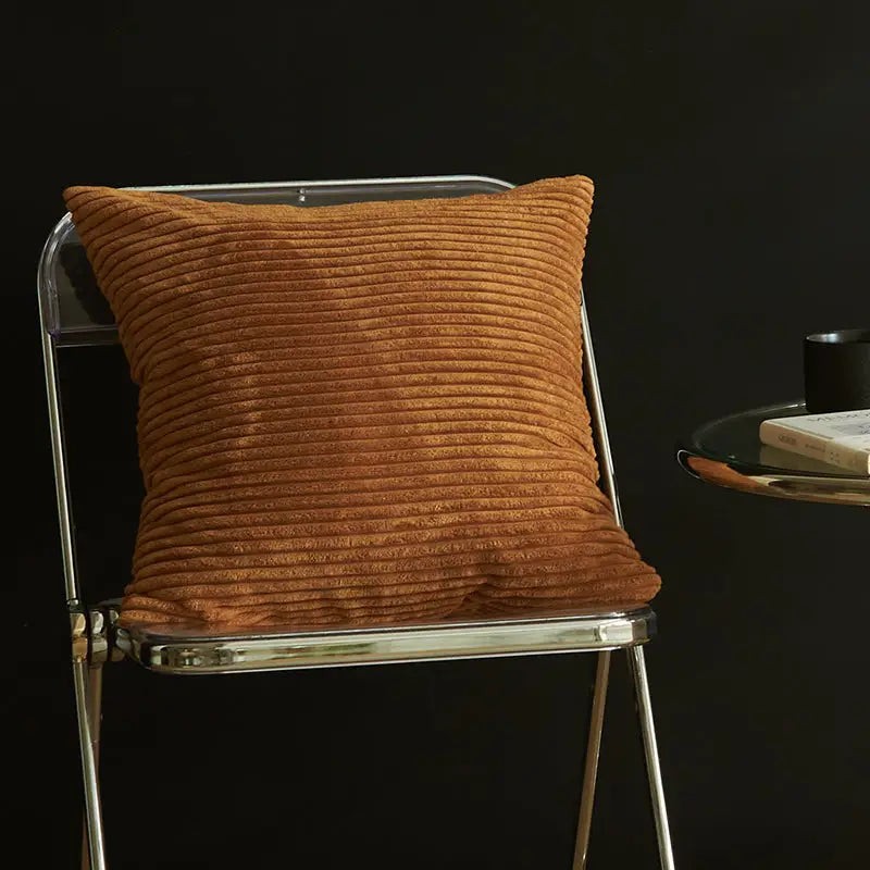 Middle Brown Set of 4 Corduroy Pillow Covers - Solid Color Minimalist Throw Cushion Covers - 45x45cm (Pillow Inserts