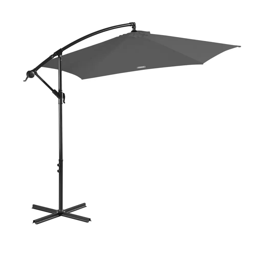 Milano 3M Outdoor Umbrella Cantilever With Protective Cover Patio Garden Shade - Charcoal - Furniture > Outdoor