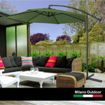 Milano 3M Outdoor Umbrella Cantilever With Protective Cover Patio Garden Shade - Green - Furniture > Outdoor > Outdoor