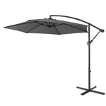 Milano 3M Outdoor Umbrella Cantilever With Protective Cover Patio Garden Shade - Charcoal - Furniture > Outdoor