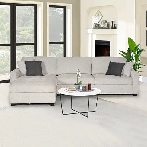 Milano Corner Sofa Chaise Polyester Fabric Multilayer Two Pillows Attached Individual Pocket Spring - Furniture > Bar