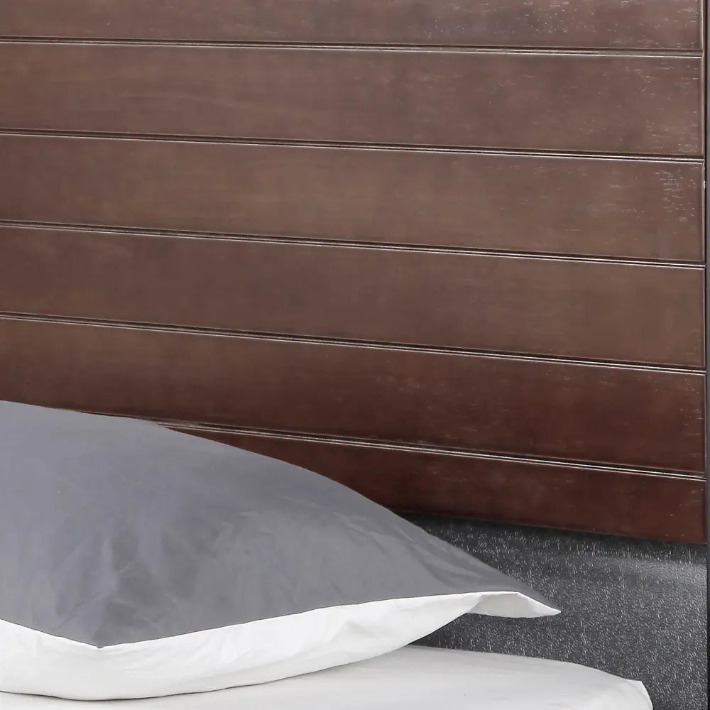 Milano Decor Azure Bed Frame With Headboard Black Wood Steel Platform Bed - Single - Black - Home & Garden > Bedding