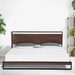 Milano Decor Azure Bed Frame With Headboard Black Wood Steel Platform Bed - Single - Black - Home & Garden > Bedding