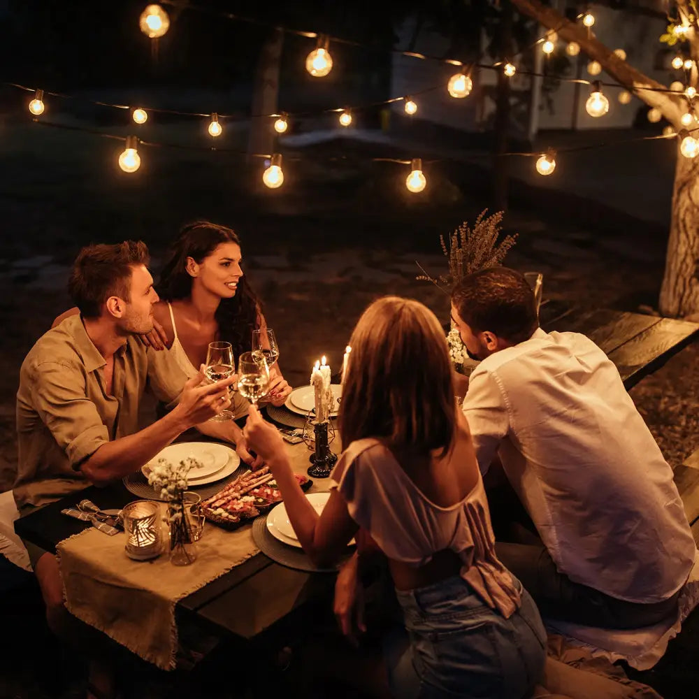 Milano Decor Edison Globe Solar Powered Lamp String Lights - White - 20 Lights - Home & Garden > Lighting