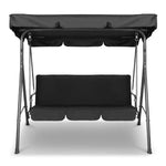 Milano Outdoor Swing Bench Seat Chair Canopy Furniture 3 Seater Garden Hammock - Black - Furniture > Outdoor