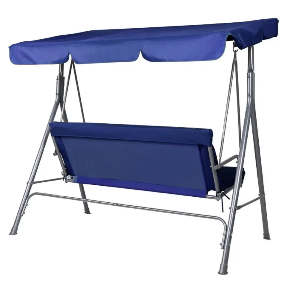Milano Outdoor Swing Bench Seat Chair Canopy Furniture 3 Seater Garden Hammock - Dark Blue - Home & Garden > Garden
