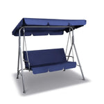 Milano Outdoor Swing Bench Seat Chair Canopy Furniture 3 Seater Garden Hammock - Dark Blue - Home & Garden > Garden
