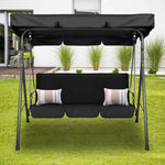 Milano Outdoor Swing Bench Seat Chair Canopy Furniture 3 Seater Garden Hammock - Black - Furniture > Outdoor