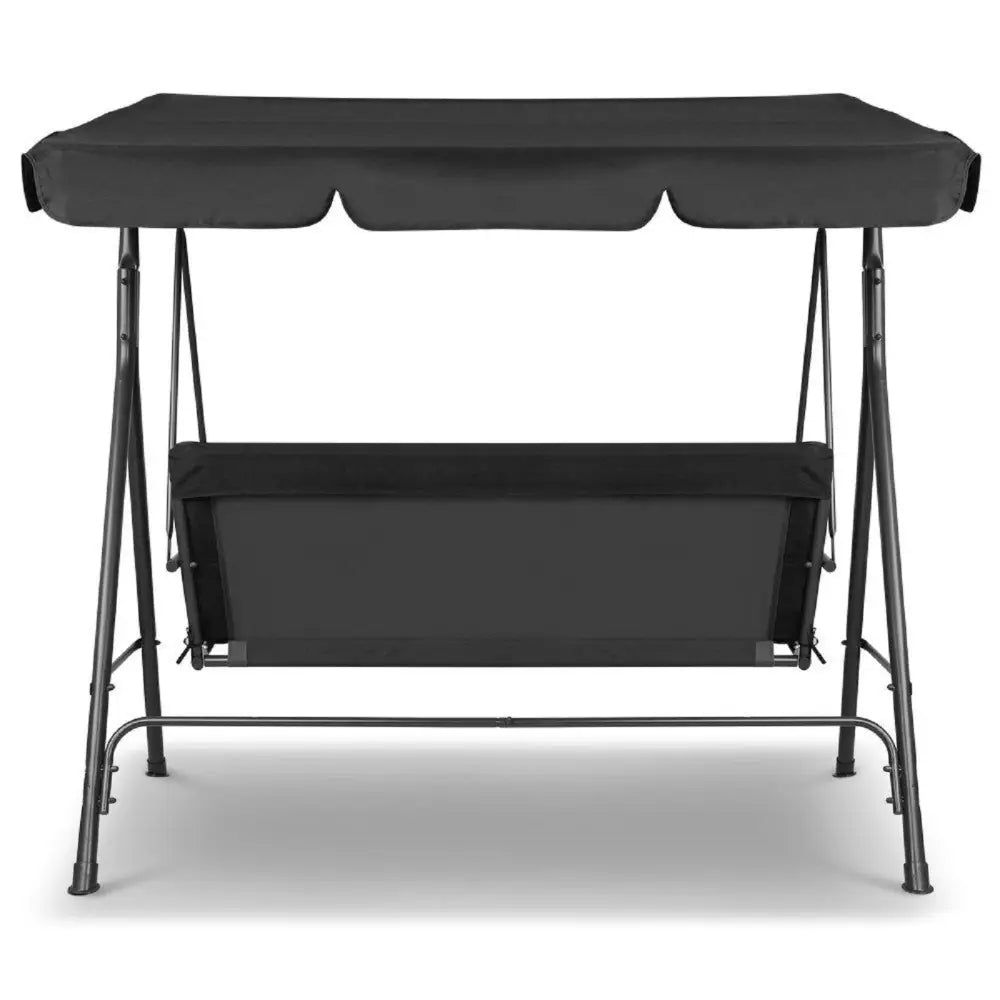 Milano Outdoor Swing Bench Seat Chair Canopy Furniture 3 Seater Garden Hammock - Black - Furniture > Outdoor