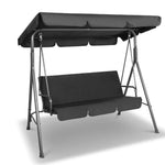 Milano Outdoor Swing Bench Seat Chair Canopy Furniture 3 Seater Garden Hammock - Black - Furniture > Outdoor