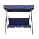 Milano Outdoor Swing Bench Seat Chair Canopy Furniture 3 Seater Garden Hammock - Dark Blue - Home & Garden > Garden