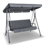 Milano Outdoor Swing Bench Seat Chair Canopy Furniture 3 Seater Garden Hammock - Grey - Furniture > Outdoor