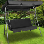Milano Outdoor Swing Bench Seat Chair Canopy Furniture 3 Seater Garden Hammock - Black - Furniture > Outdoor
