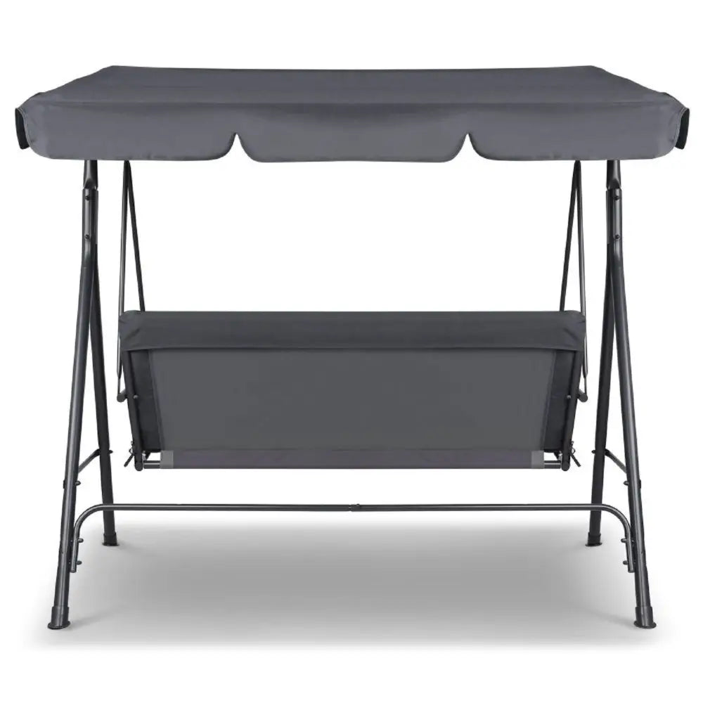 Milano Outdoor Swing Bench Seat Chair Canopy Furniture 3 Seater Garden Hammock - Grey - Furniture > Outdoor