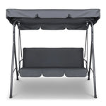 Milano Outdoor Swing Bench Seat Chair Canopy Furniture 3 Seater Garden Hammock - Grey - Furniture > Outdoor