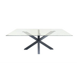 Miles Black With Clear Glass Dining Table - 90cm x 180cm - Furniture > Dining