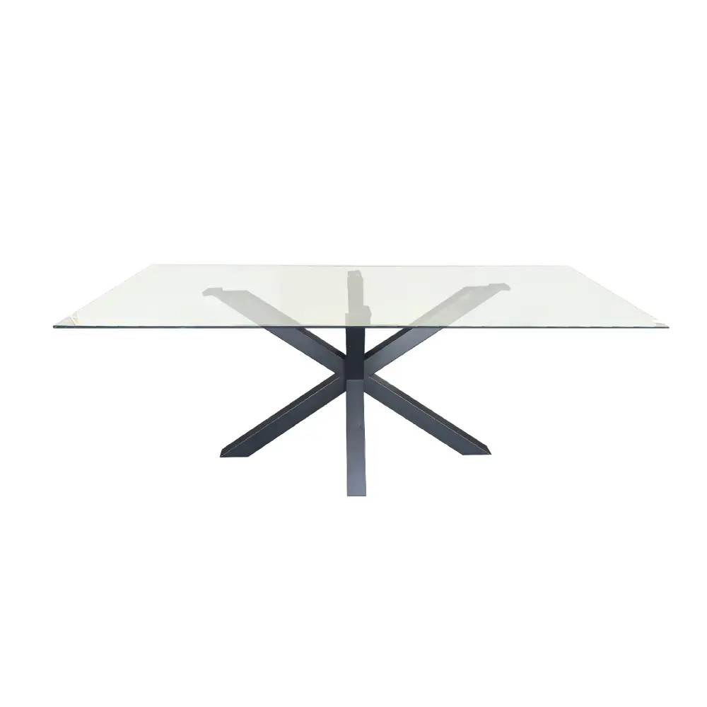 Miles Black With Clear Glass Dining Table - 90cm x 180cm - Furniture > Dining