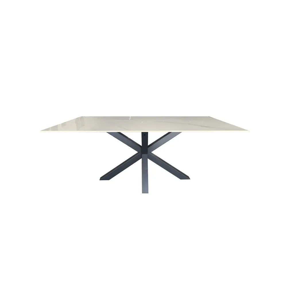 Miles Black With White Marble Dining Table - 90cm x 180cm - Furniture > Dining > Dining Tables