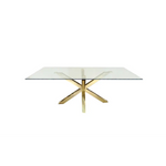 Miles Gold With Clear Glass Dining Table - 90cm x 180cm - Furniture > Dining