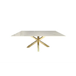 Miles Gold With White Marble Dining Table - 90cm x 180cm - Furniture > Dining > Dining Tables