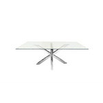 Miles Silver With Clear Glass Dining Table - 90cm x 180cm - Furniture > Dining