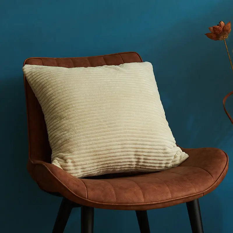 Milky White Set of 4 Corduroy Pillow Covers - Solid Color Minimalist Throw Cushion Covers - 45x45cm (Pillow Inserts